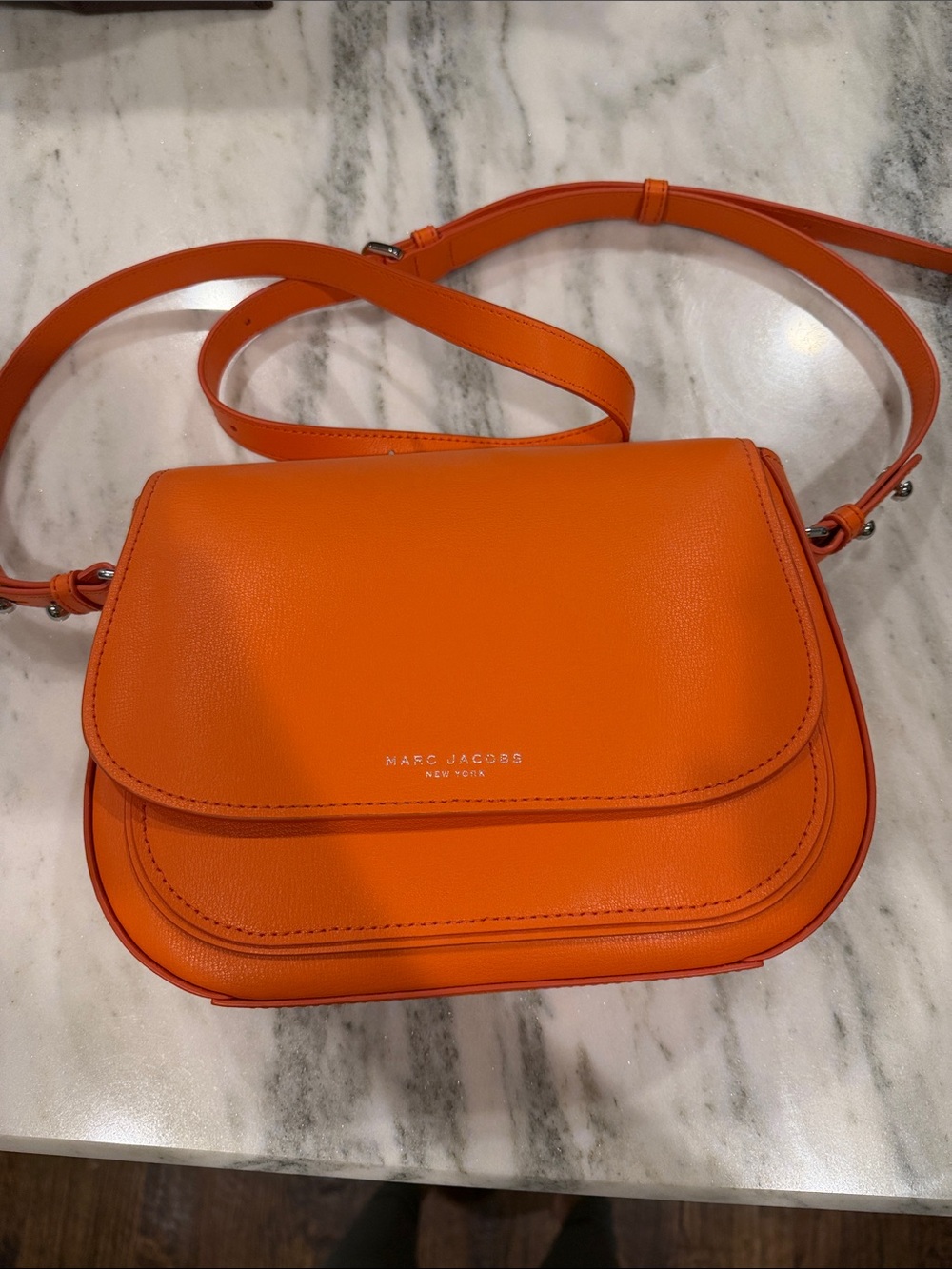 Marc Jacobs Orange Leather Crossbody Saddle Bag